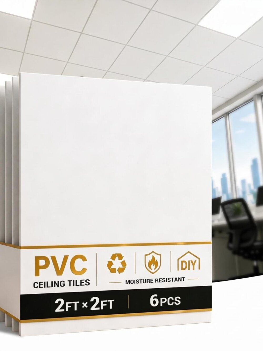 NEW Waterproof Drop Ceiling Tiles 2x2 Smooth White PVC Washable Surface Easy 24